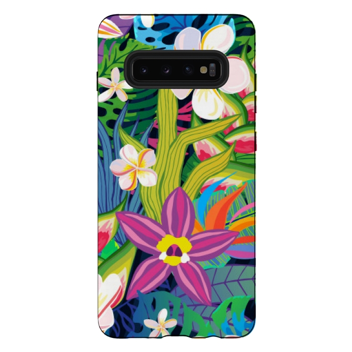 Galaxy S10 plus StrongFit tropical floral pattern 4  by MALLIKA