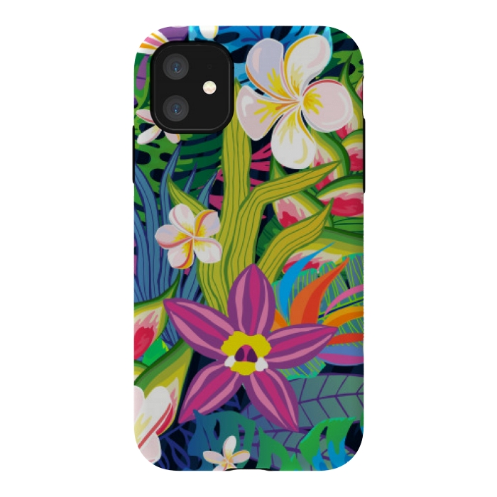 iPhone 11 StrongFit tropical floral pattern 4  by MALLIKA