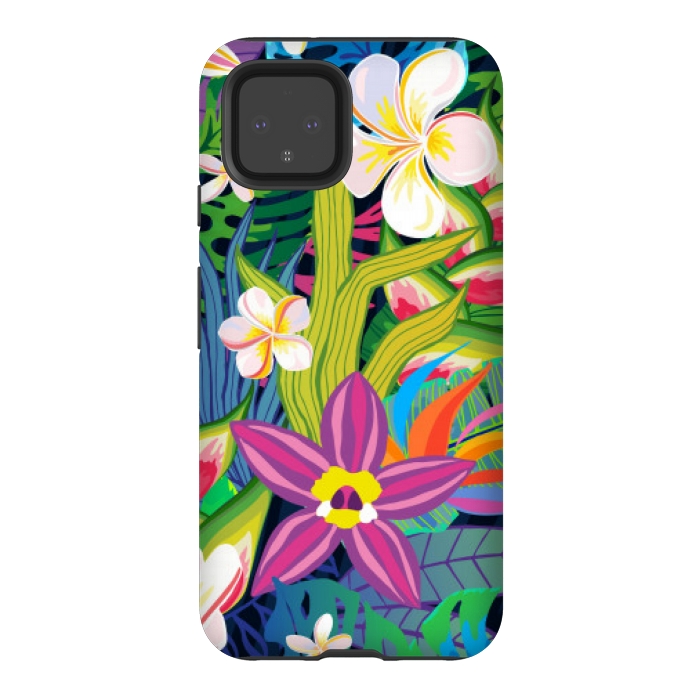 Pixel 4 StrongFit tropical floral pattern 4  by MALLIKA