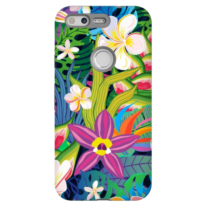 Pixel StrongFit tropical floral pattern 4  by MALLIKA