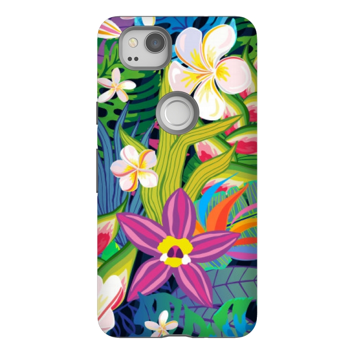 Pixel 2 StrongFit tropical floral pattern 4  by MALLIKA
