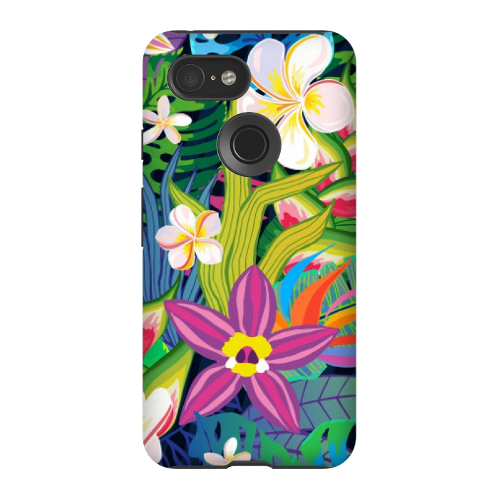Pixel 3 StrongFit tropical floral pattern 4  by MALLIKA