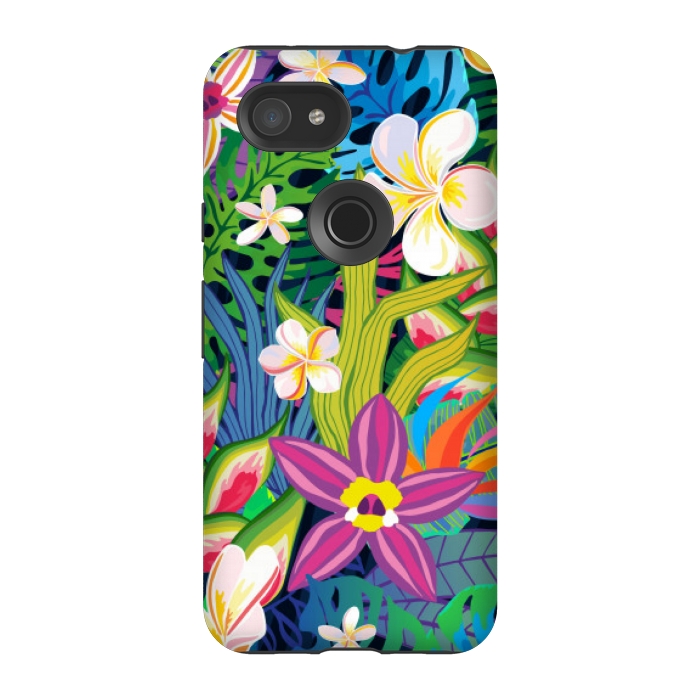 Pixel 3A StrongFit tropical floral pattern 4  by MALLIKA