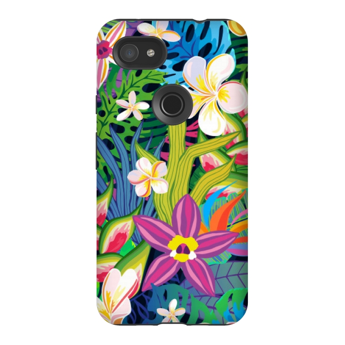 Pixel 3AXL StrongFit tropical floral pattern 4  by MALLIKA
