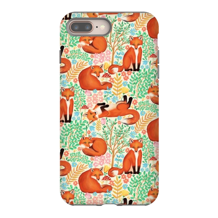 iPhone 7 plus StrongFit Little Foxes in a Fantasy Forest on Cream by Tangerine-Tane
