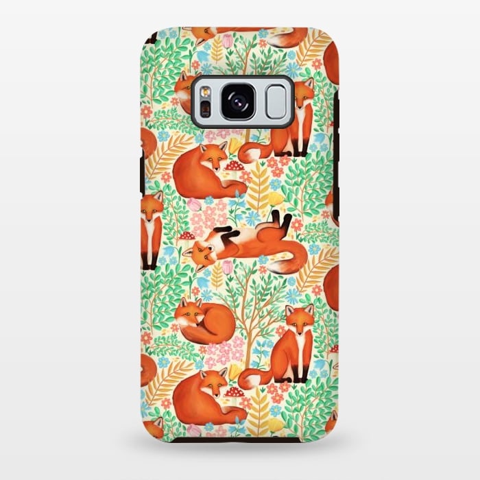 Galaxy S8 plus StrongFit Little Foxes in a Fantasy Forest on Cream by Tangerine-Tane