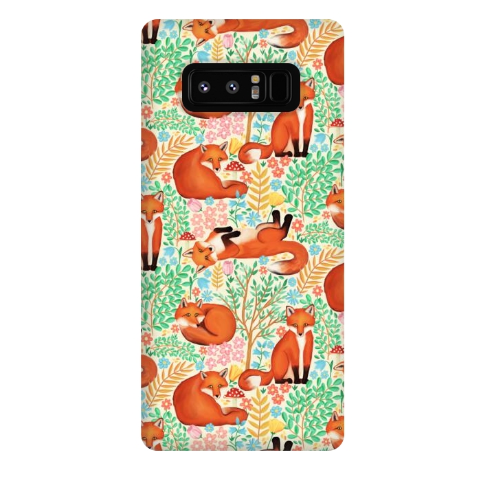 Galaxy Note 8 StrongFit Little Foxes in a Fantasy Forest on Cream by Tangerine-Tane