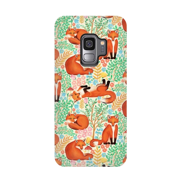 Galaxy S9 StrongFit Little Foxes in a Fantasy Forest on Cream by Tangerine-Tane