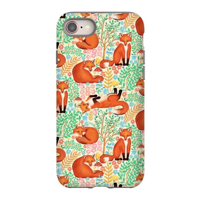 iPhone 8 StrongFit Little Foxes in a Fantasy Forest on Cream by Tangerine-Tane