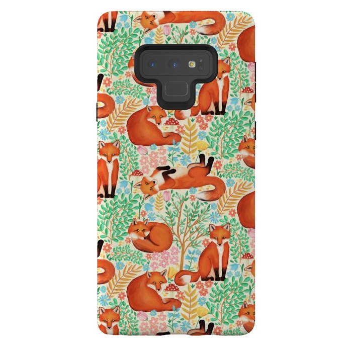 Galaxy Note 9 StrongFit Little Foxes in a Fantasy Forest on Cream by Tangerine-Tane
