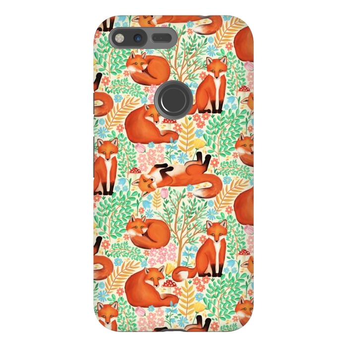 Pixel XL StrongFit Little Foxes in a Fantasy Forest on Cream by Tangerine-Tane