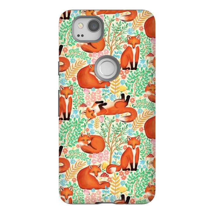 Pixel 2 StrongFit Little Foxes in a Fantasy Forest on Cream by Tangerine-Tane