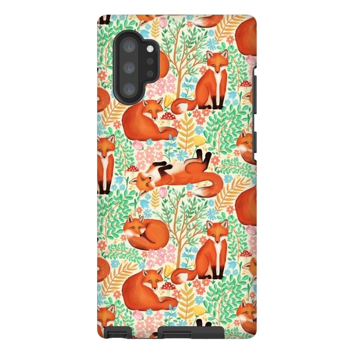 Galaxy Note 10 plus StrongFit Little Foxes in a Fantasy Forest on Cream by Tangerine-Tane
