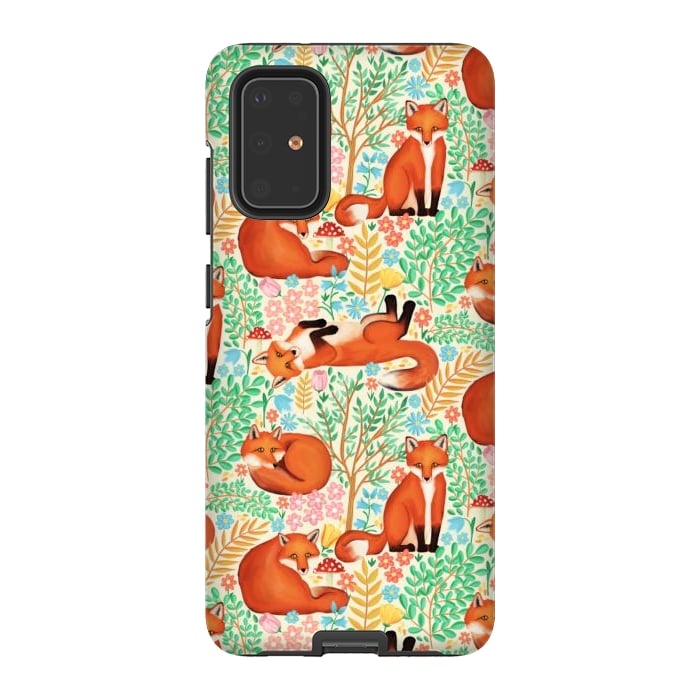 Galaxy S20 Plus StrongFit Little Foxes in a Fantasy Forest on Cream by Tangerine-Tane