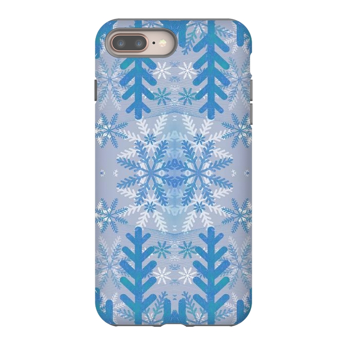 iPhone 7 plus StrongFit Baby blue snowflakes Christmas pattern by Oana 