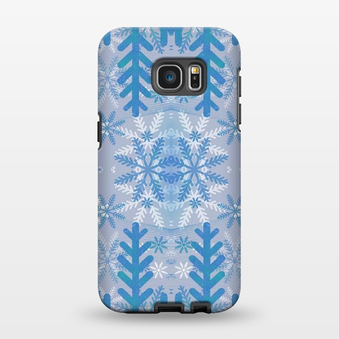 Galaxy S7 EDGE StrongFit Baby blue snowflakes Christmas pattern by Oana 