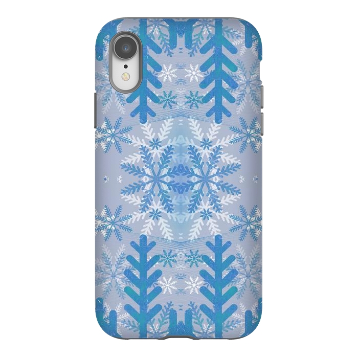 iPhone Xr StrongFit Baby blue snowflakes Christmas pattern by Oana 