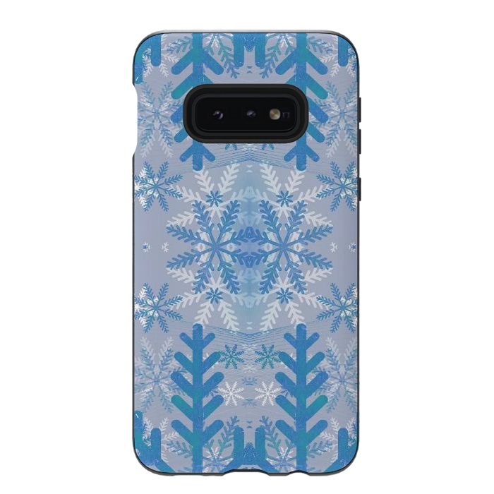 Galaxy S10e StrongFit Baby blue snowflakes Christmas pattern by Oana 