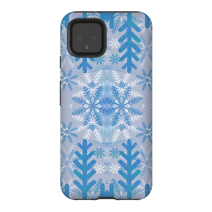 Pixel 4 StrongFit Baby blue snowflakes Christmas pattern by Oana 