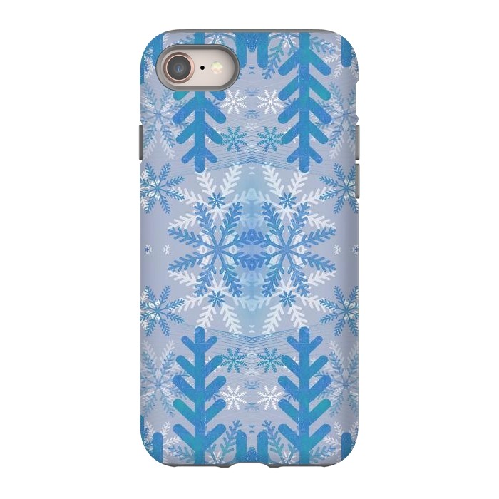 iPhone SE StrongFit Baby blue snowflakes Christmas pattern by Oana 