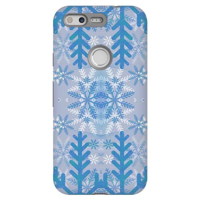Pixel StrongFit Baby blue snowflakes Christmas pattern by Oana 