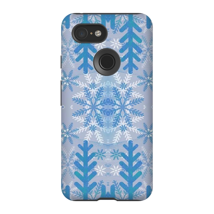 Pixel 3 StrongFit Baby blue snowflakes Christmas pattern by Oana 