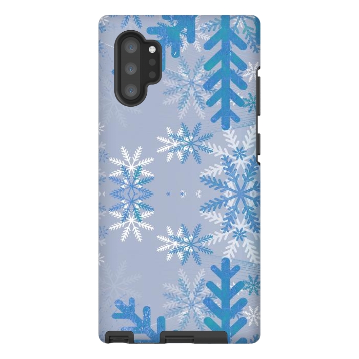 Galaxy Note 10 plus StrongFit Baby blue snowflakes Christmas pattern by Oana 