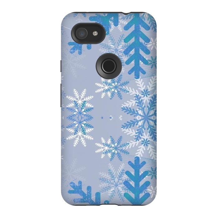 Pixel 3AXL StrongFit Baby blue snowflakes Christmas pattern by Oana 