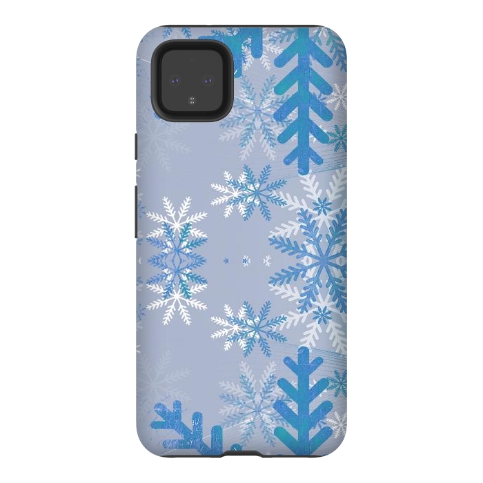 Pixel 4XL StrongFit Baby blue snowflakes Christmas pattern by Oana 