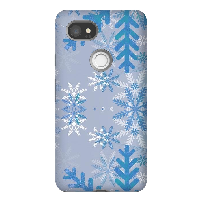 Pixel 2XL StrongFit Baby blue snowflakes Christmas pattern by Oana 