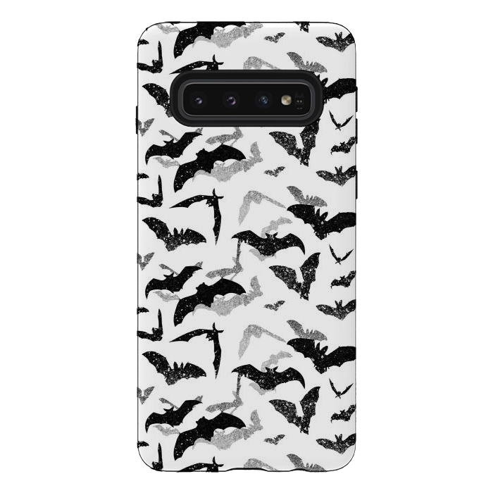 Galaxy S10 StrongFit Grunge flying bats Halloween pattern by Oana 