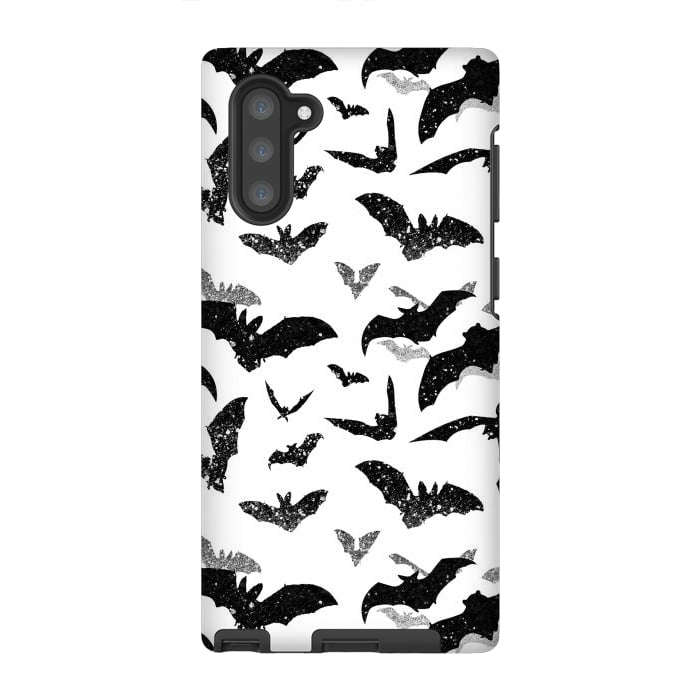 Galaxy Note 10 StrongFit Grunge flying bats Halloween pattern by Oana 