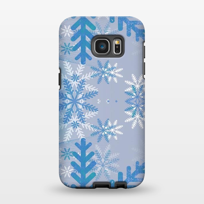 Galaxy S7 EDGE StrongFit Pastel blue snowflakes winter pattern by Oana 
