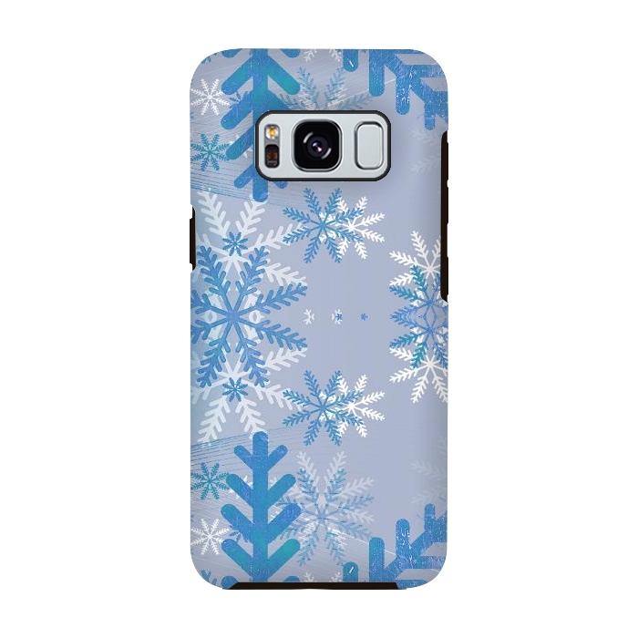Galaxy S8 StrongFit Pastel blue snowflakes winter pattern by Oana 