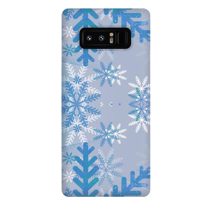 Galaxy Note 8 StrongFit Pastel blue snowflakes winter pattern by Oana 