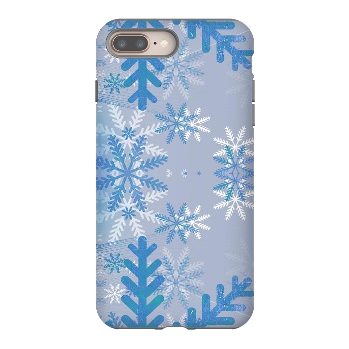 iPhone 8 plus StrongFit Pastel blue snowflakes winter pattern by Oana 
