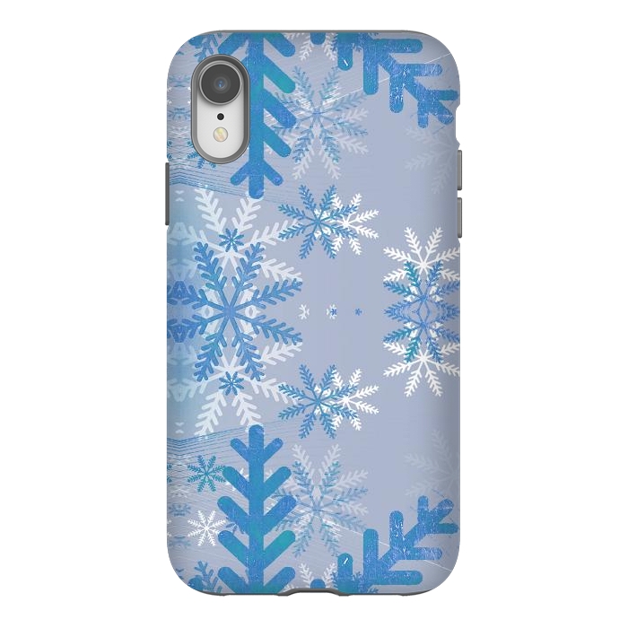 iPhone Xr StrongFit Pastel blue snowflakes winter pattern by Oana 