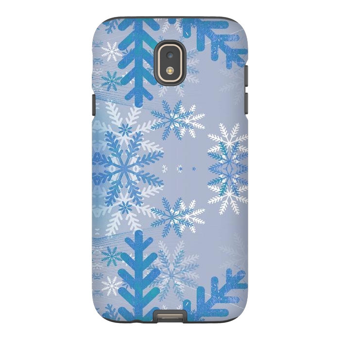 Galaxy J7 StrongFit Pastel blue snowflakes winter pattern by Oana 