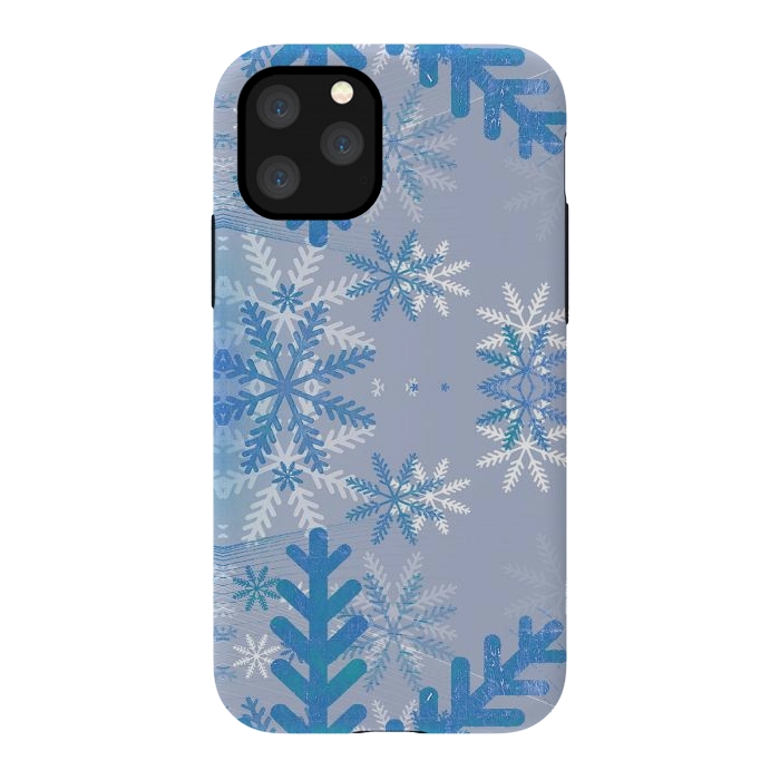 iPhone 11 Pro StrongFit Pastel blue snowflakes winter pattern by Oana 