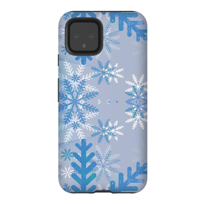 Pixel 4 StrongFit Pastel blue snowflakes winter pattern by Oana 