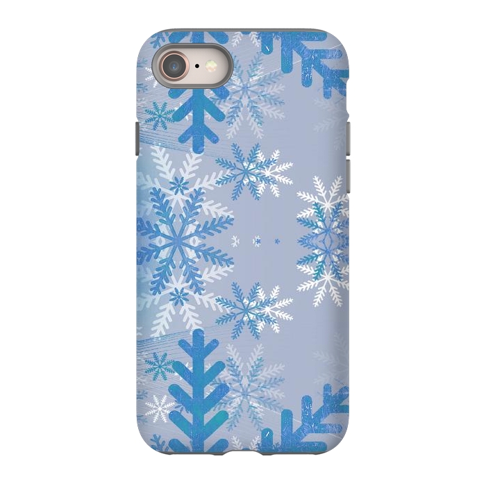 iPhone SE StrongFit Pastel blue snowflakes winter pattern by Oana 