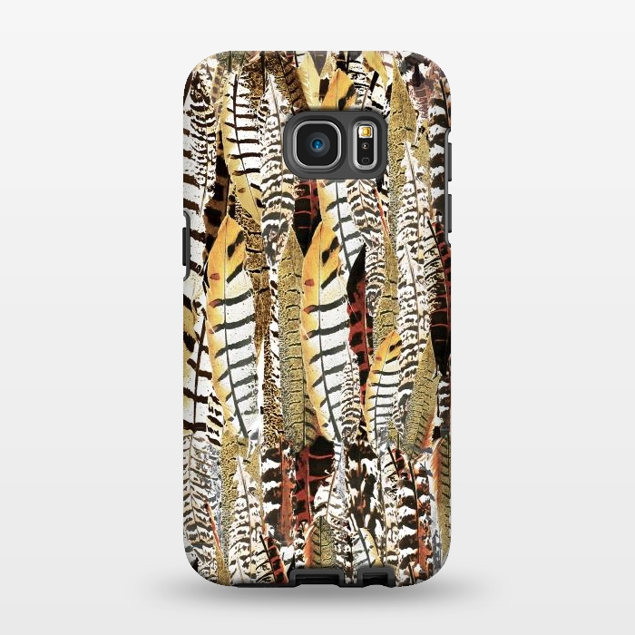 Galaxy S7 EDGE StrongFit Brown feathers vintage pattern by Oana 