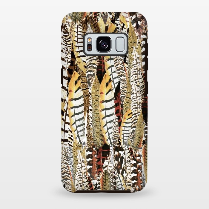 Galaxy S8 plus StrongFit Brown feathers vintage pattern by Oana 