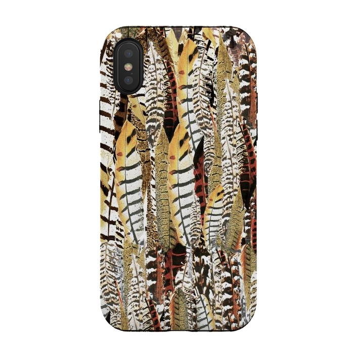 iPhone Xs / X StrongFit Brown feathers vintage pattern by Oana 