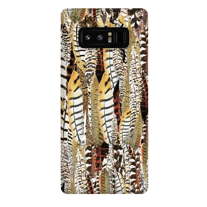 Galaxy Note 8 StrongFit Brown feathers vintage pattern by Oana 