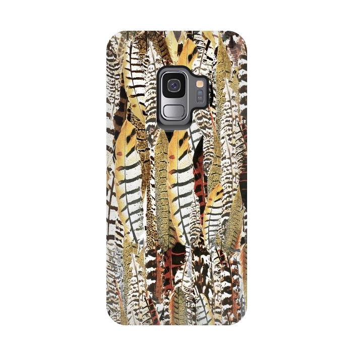 Galaxy S9 StrongFit Brown feathers vintage pattern by Oana 