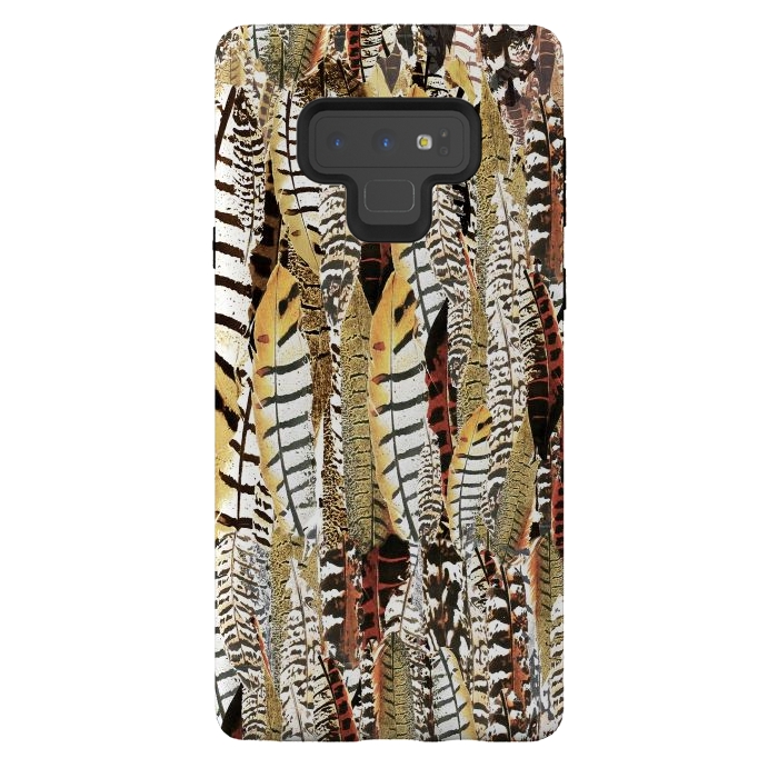 Galaxy Note 9 StrongFit Brown feathers vintage pattern by Oana 