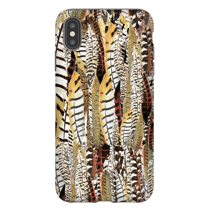 iPhone Xs Max StrongFit Brown feathers vintage pattern by Oana 
