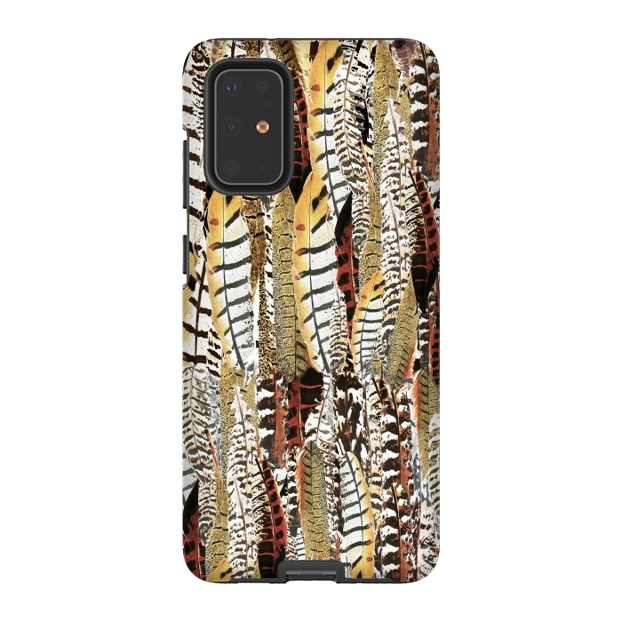 Galaxy S20 Plus StrongFit Brown feathers vintage pattern by Oana 