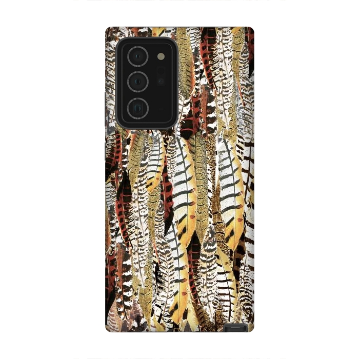 Galaxy Note 20 Ultra StrongFit Brown feathers vintage pattern by Oana 